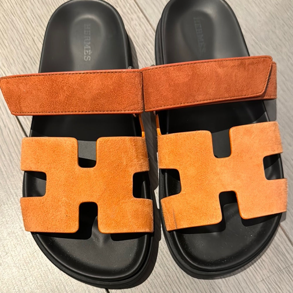 Hermès Orange Slide Sandals